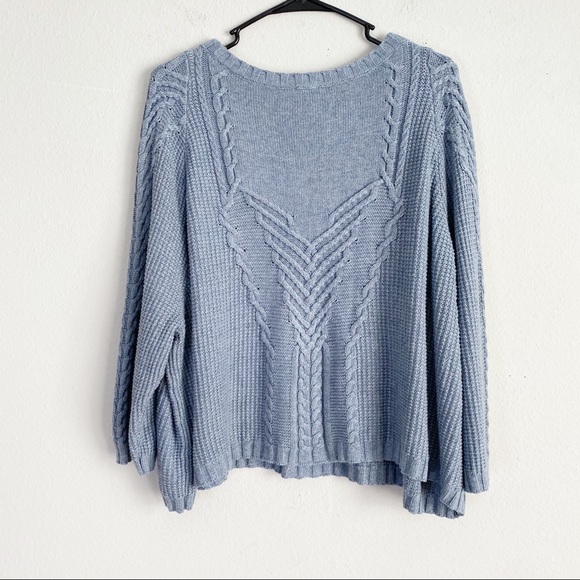 Cabi Pullover Sweater Cable Knit Short & Sweet Blue Size L - Picture 5 of 7